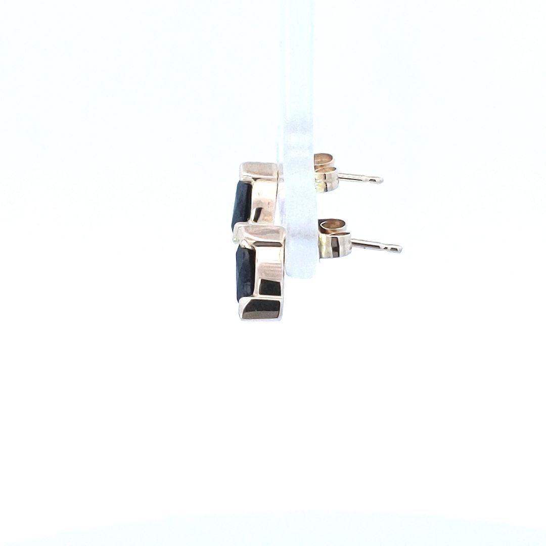 Estate $600 14K Yellow Gold Trillion Green Tourmaline Stud Earrings