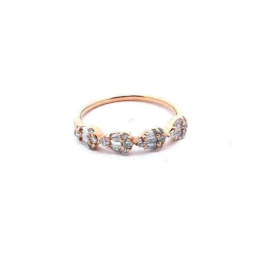 Estate 14K Yellow Gold Baguette & Round Diamond Band