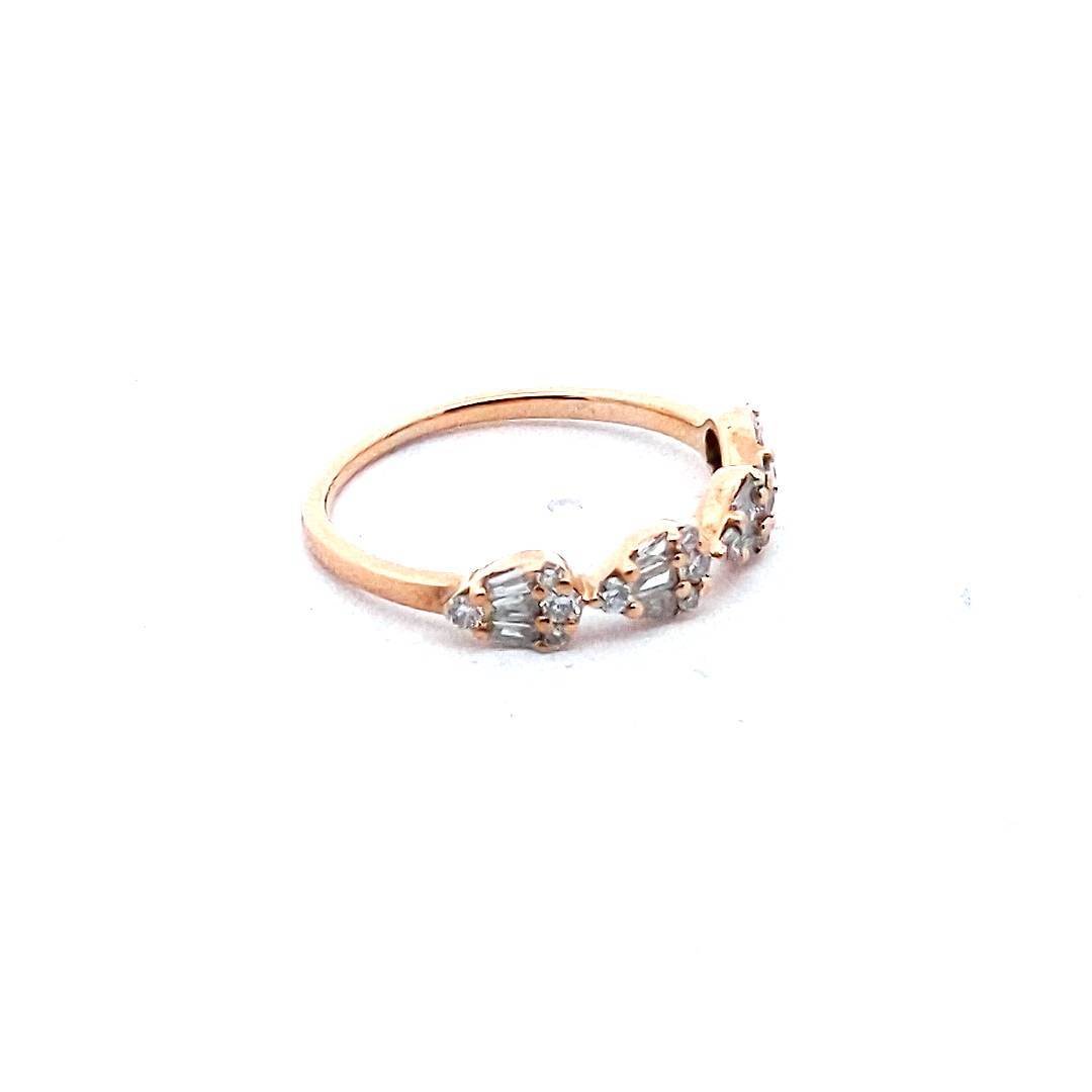 Estate 14K Yellow Gold Baguette & Round Diamond Band