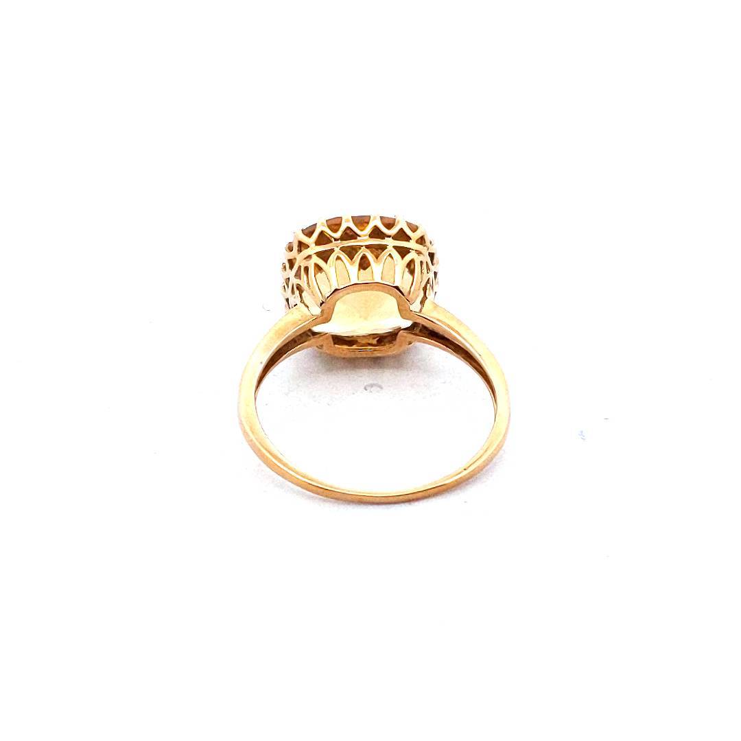 Estate 10K Yellow Gold Checkerboard Cut Citrine Ring