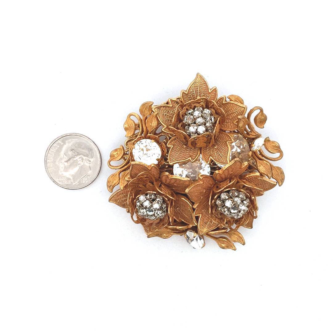 Designer $1100 Costume Miriam Haskell Brooch & Earrings Set
