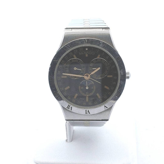 Designer $750 Stainless Steel Movado Moon Phase Triple Calendar Watch