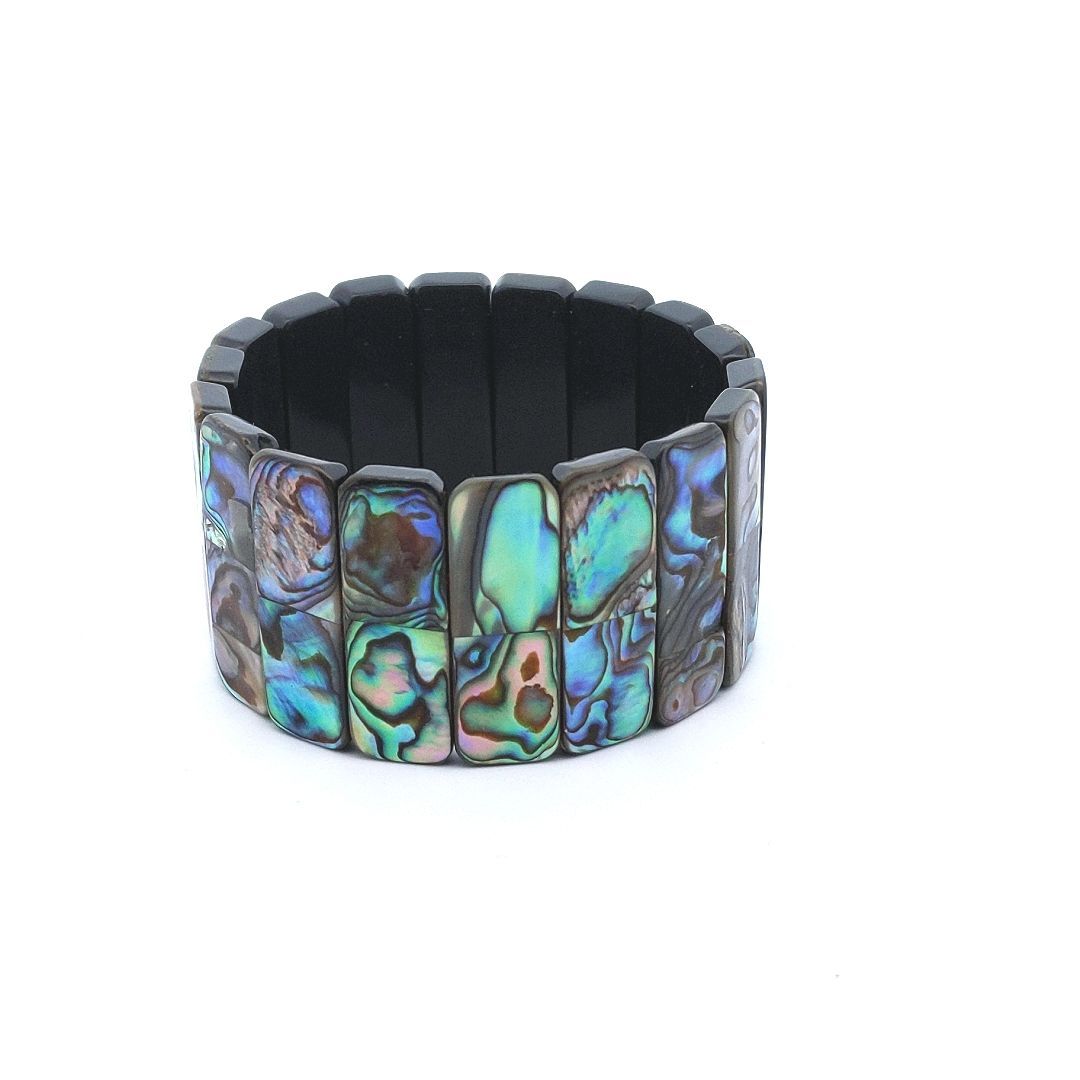 Estate $50 Abalone Shell Panel Stretch Bracelet