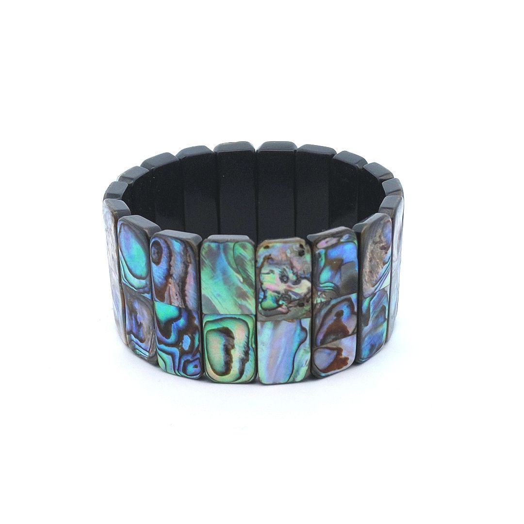 Estate $50 Abalone Shell Panel Stretch Bracelet