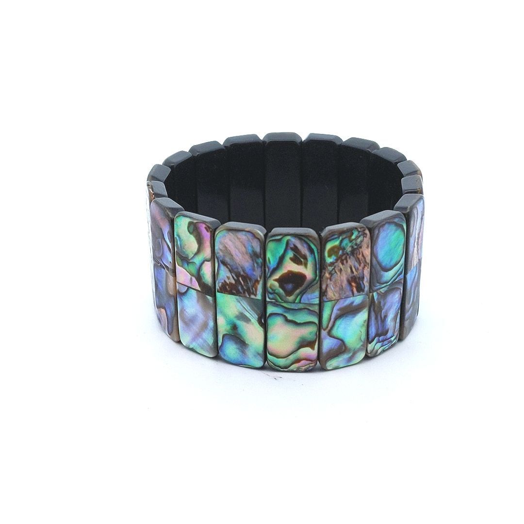 Estate $50 Abalone Shell Panel Stretch Bracelet