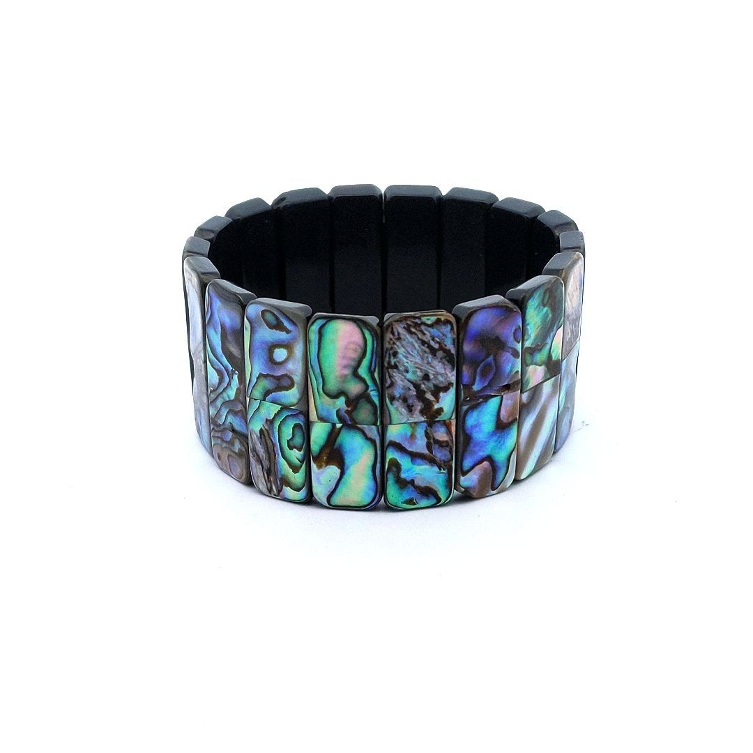 Estate $50 Abalone Shell Panel Stretch Bracelet