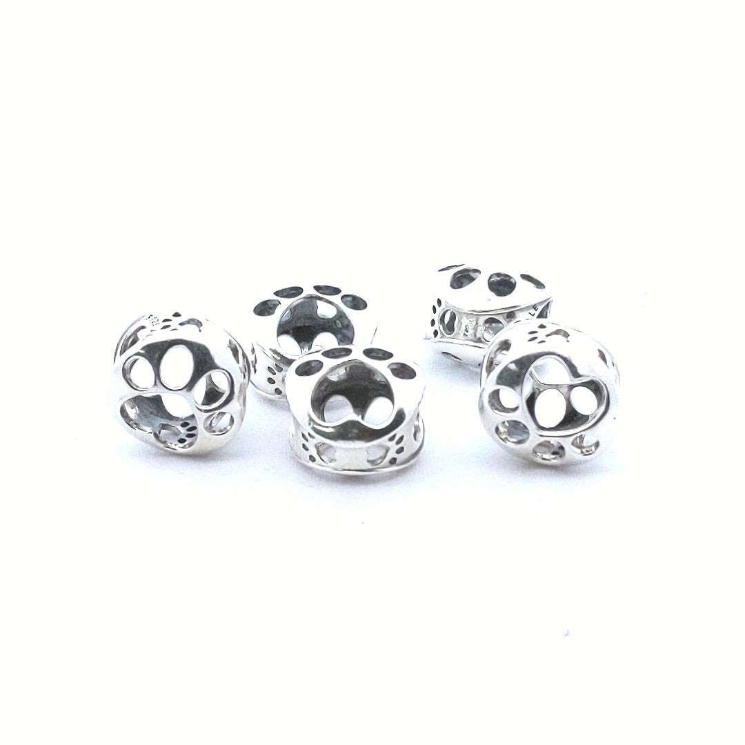 Designer $60 Pandora Open Heart Paw Print Sterling Silver Charms