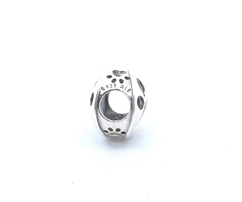 Designer $60 Pandora Open Heart Paw Print Sterling Silver Charms