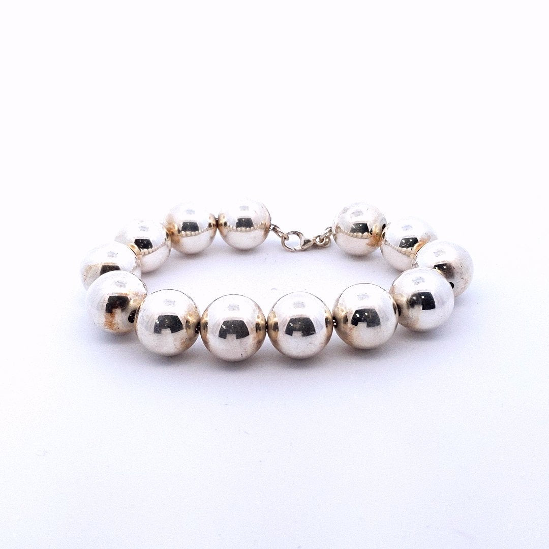Designer $400 Sterling Silver Tiffany & Co. Hardware Ball Bead Bracelet