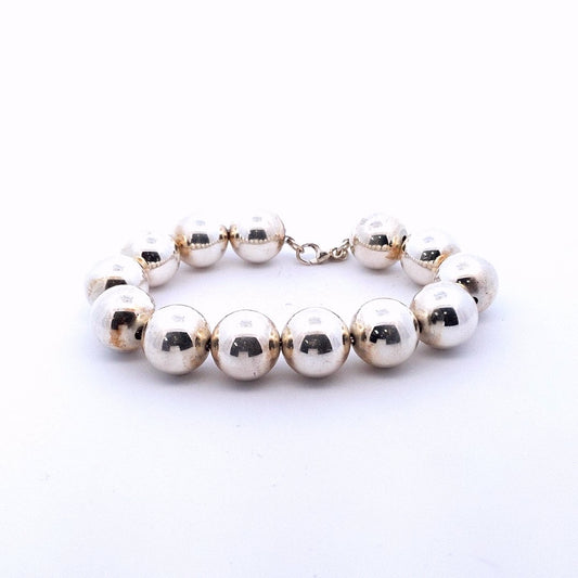 Designer $400 Sterling Silver Tiffany & Co. Hardware Ball Bead Bracelet