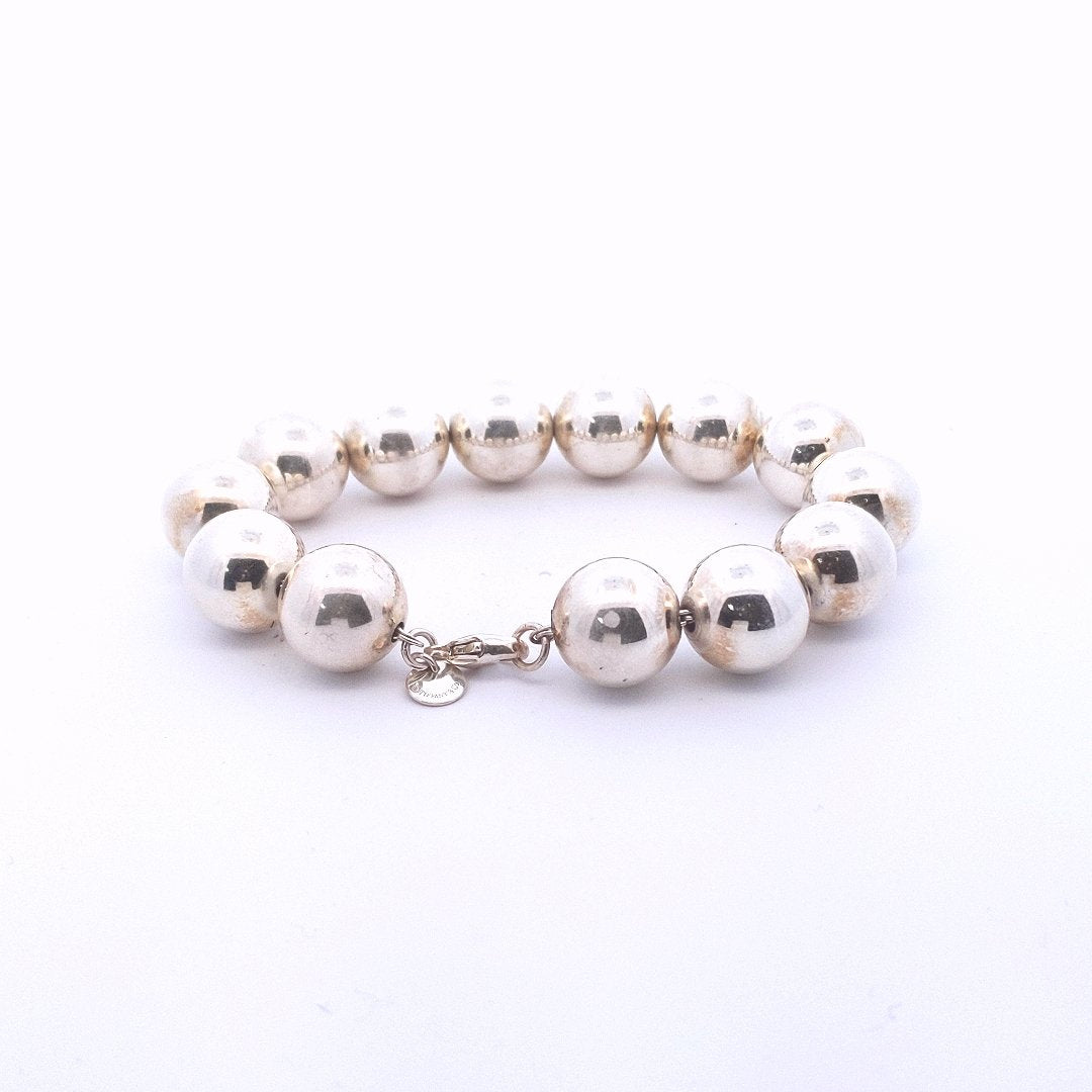 Designer $400 Sterling Silver Tiffany & Co. Hardware Ball Bead Bracelet