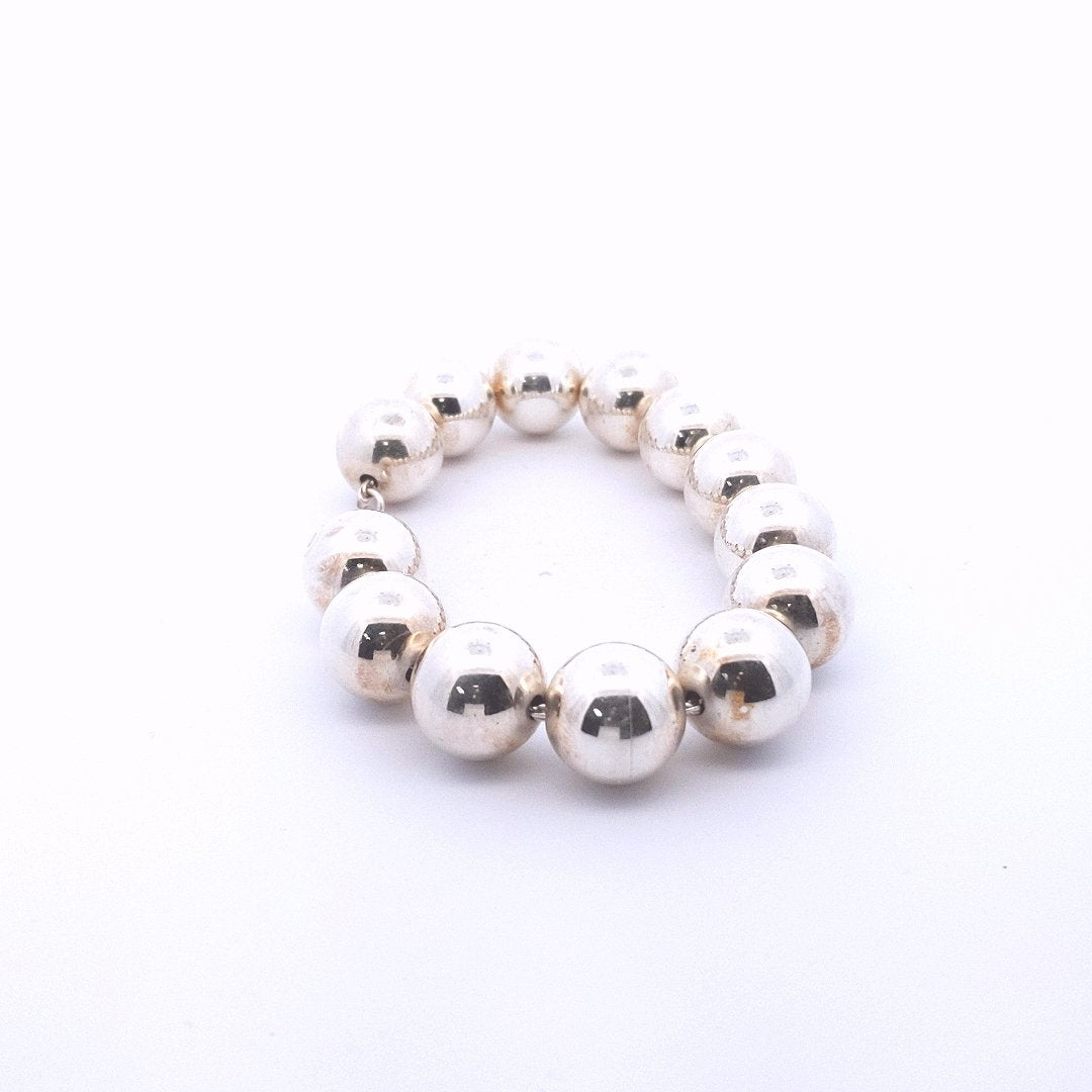 Designer $400 Sterling Silver Tiffany & Co. Hardware Ball Bead Bracelet