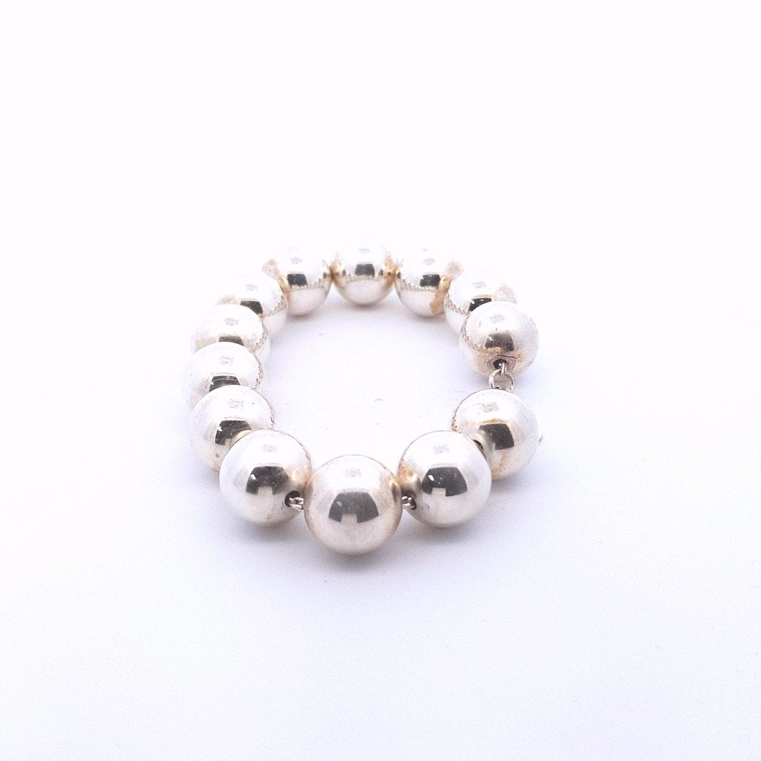 Designer $400 Sterling Silver Tiffany & Co. Hardware Ball Bead Bracelet