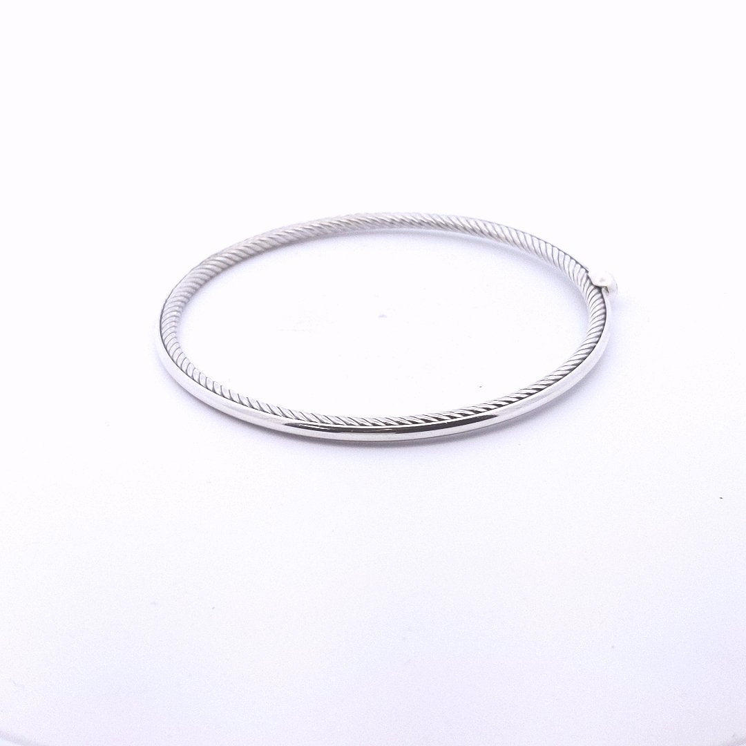 Designer $400 Sterling Silver David Yurman Cable Diamond Bangle