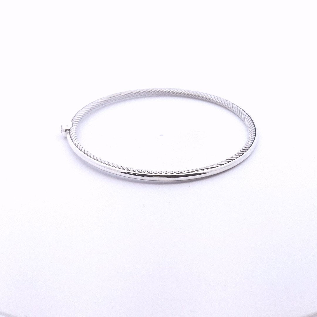 Designer $400 Sterling Silver David Yurman Cable Diamond Bangle