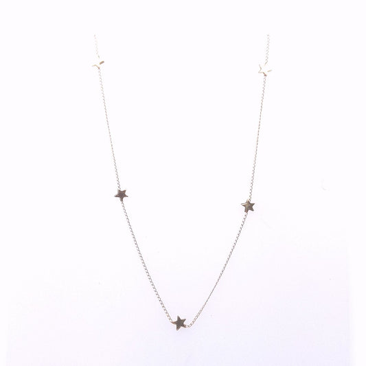 Estate 14K Yellow Gold Star Link Station Chain Necklace