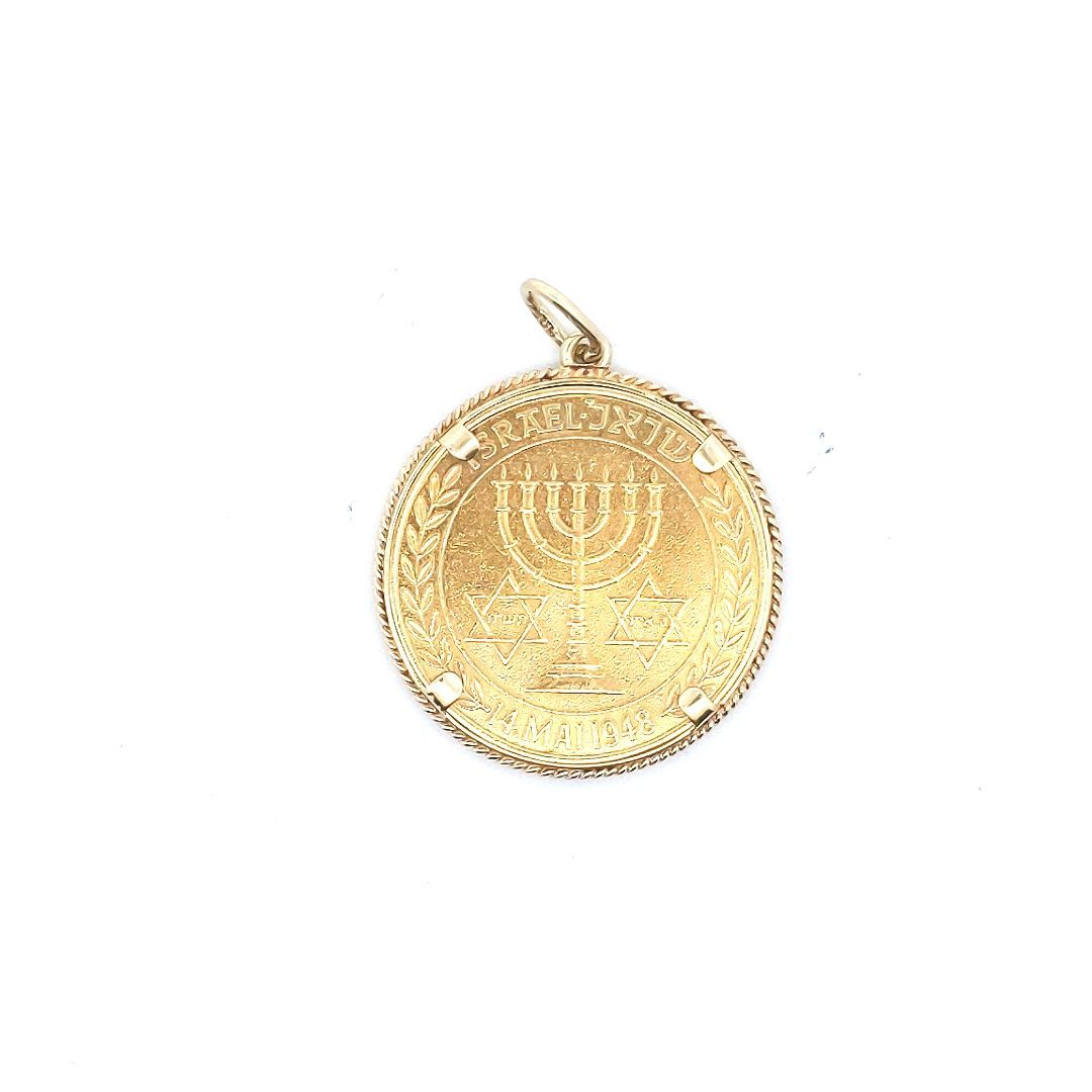 Vintage $1700 22K Gold Israeli Thedor HerzL Medal Coin Pendant