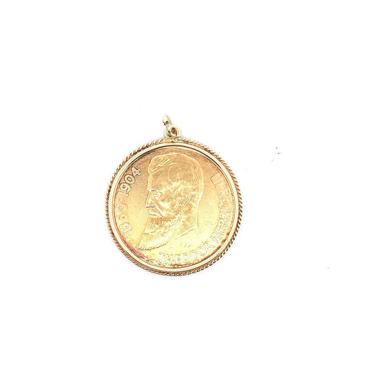 Vintage $1700 22K Gold Israeli Thedor HerzL Medal Coin Pendant