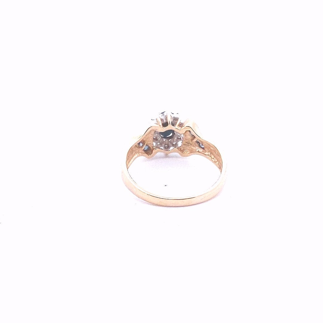 Vintage $460 14K Yellow Gold Diamond Sapphire Ring