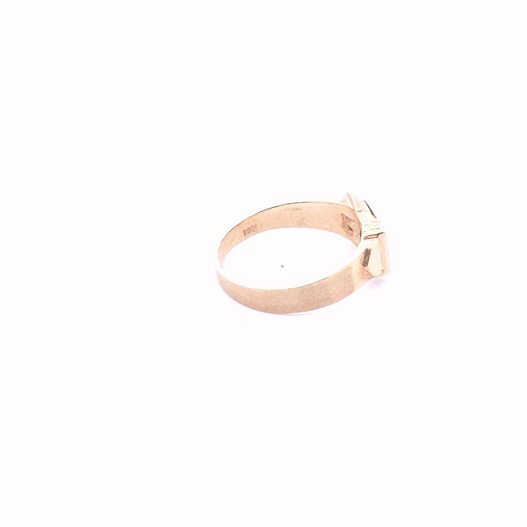 Vntage 14K Two Tone Gold Art Deco Diamond Lab Created Ruby Buckle Style Ring