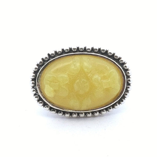 Estate $60 Sterling Silver Carved Lemon Quartz Ring