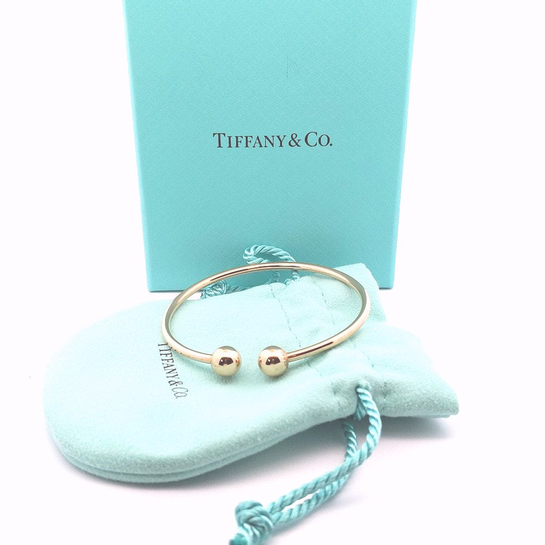 Designer $2400 18K Rose Gold Tiffany & Co. Hardwear Ball Cuff Bangle