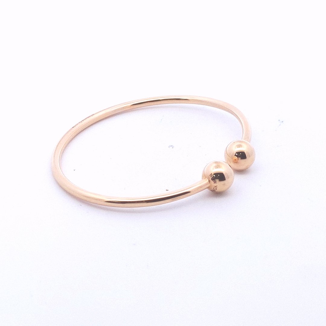 Designer $2400 18K Rose Gold Tiffany & Co. Hardwear Ball Cuff Bangle