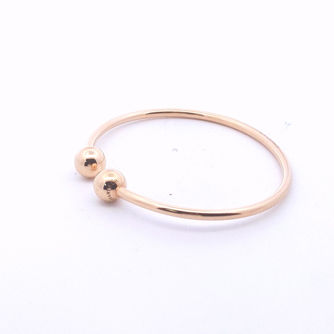 Designer $2400 18K Rose Gold Tiffany & Co. Hardwear Ball Cuff Bangle