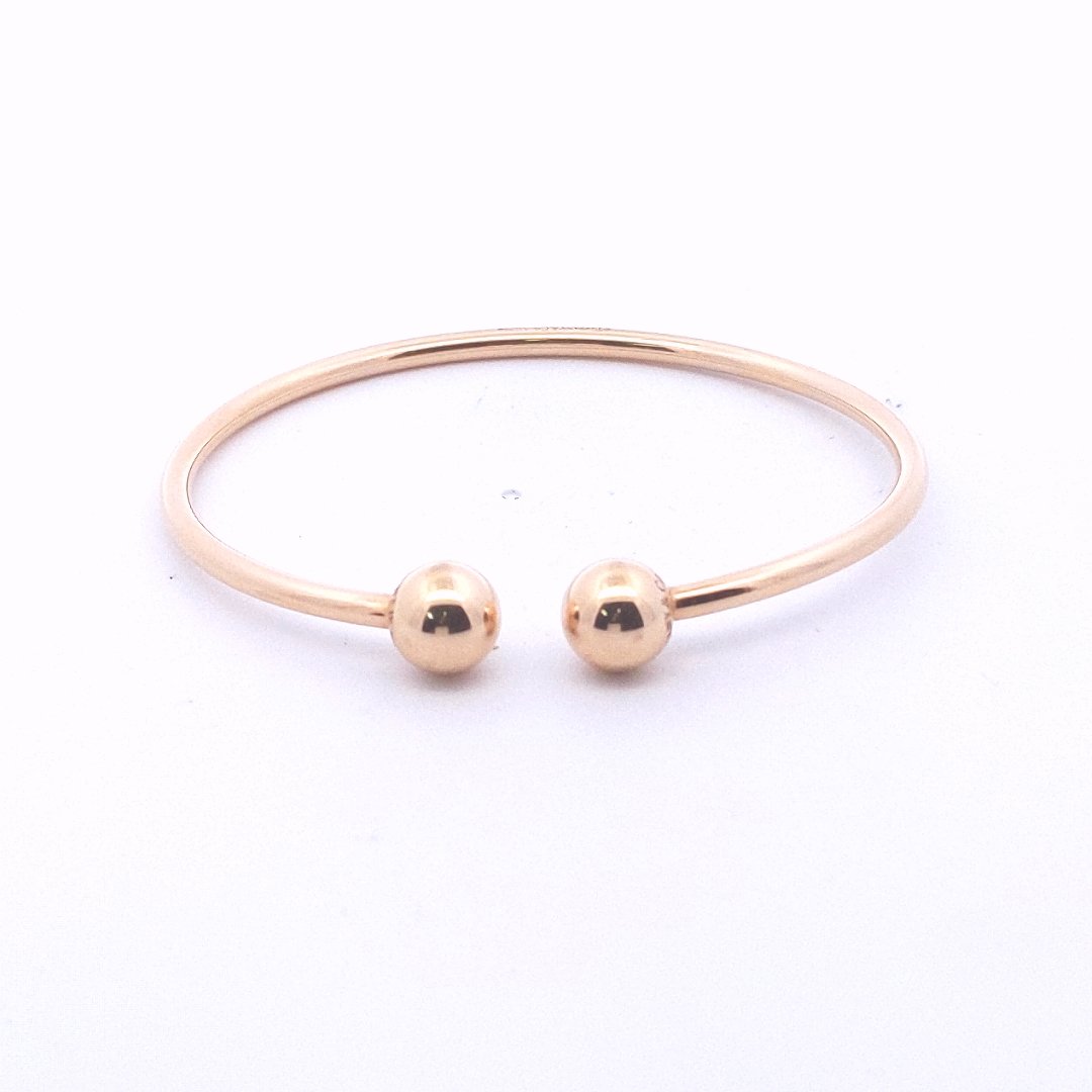 Designer $2400 18K Rose Gold Tiffany & Co. Hardwear Ball Cuff Bangle