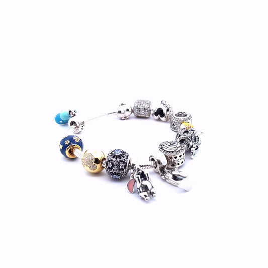 Designer $400 Sterling Silver Pandora Disney Charms Bracelet