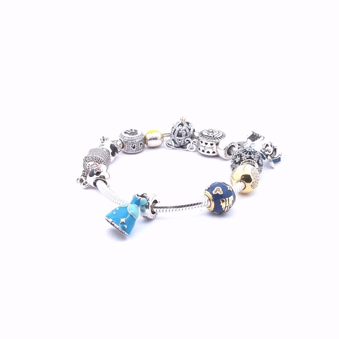 Designer $400 Sterling Silver Pandora Disney Charms Bracelet