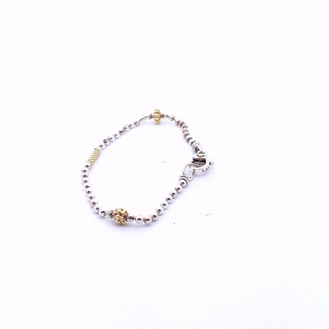 Lagos 18K Yellow Gold Sterling Silver Caviar Icon Bracelet