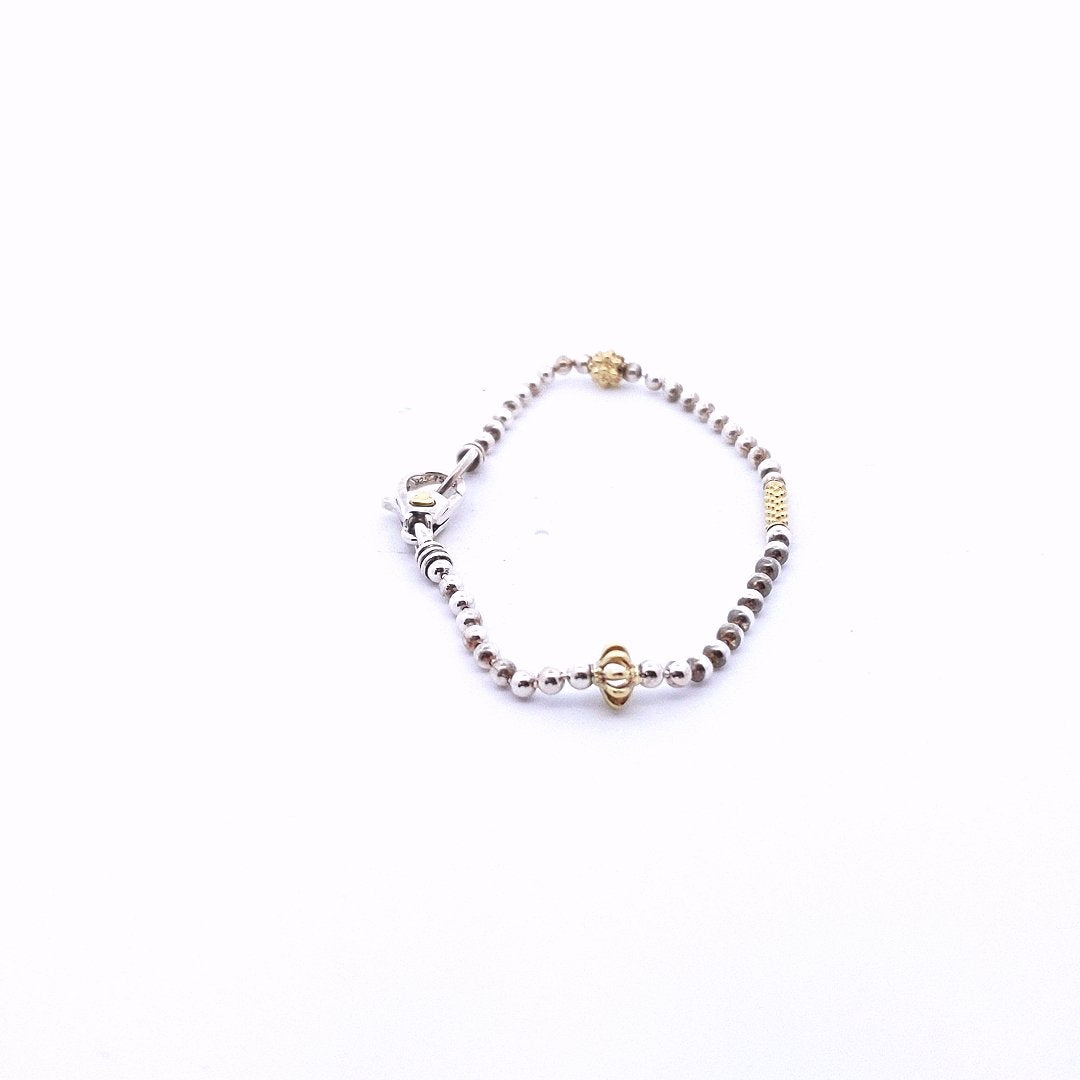 Lagos 18K Yellow Gold Sterling Silver Caviar Icon Bracelet