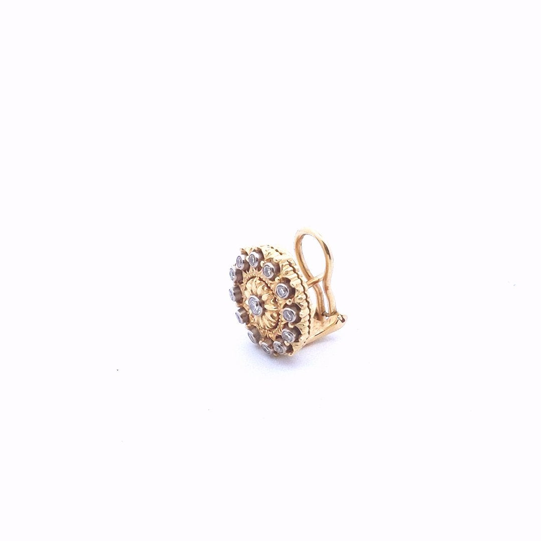Designer 18K Two Tone Gold Gianmaria Buccellati Diamond Single Earrings