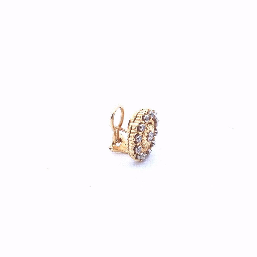 Designer 18K Two Tone Gold Gianmaria Buccellati Diamond Single Earrings