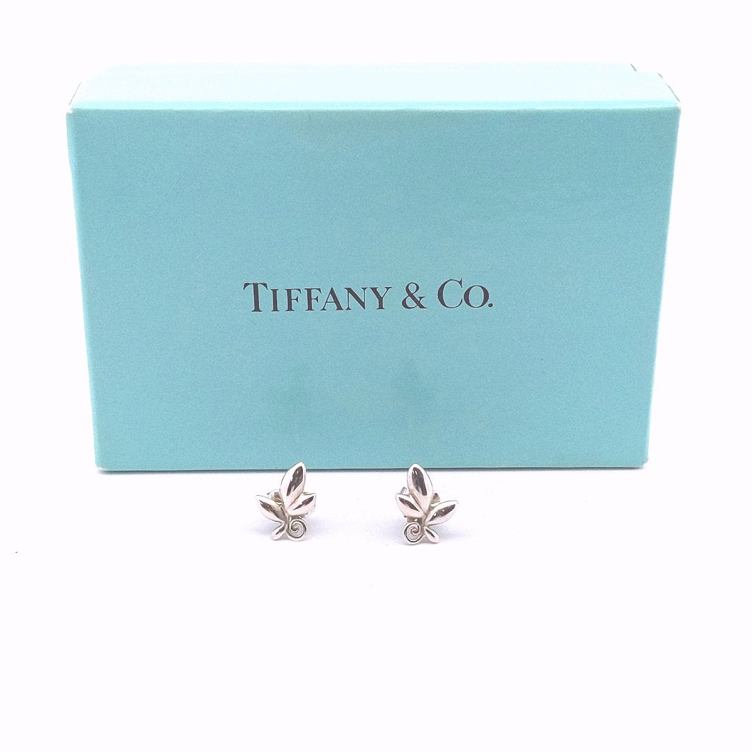 Designer Sterling Silver Tiffany & Co. Paloma Picasso Olive Leaf Earrings