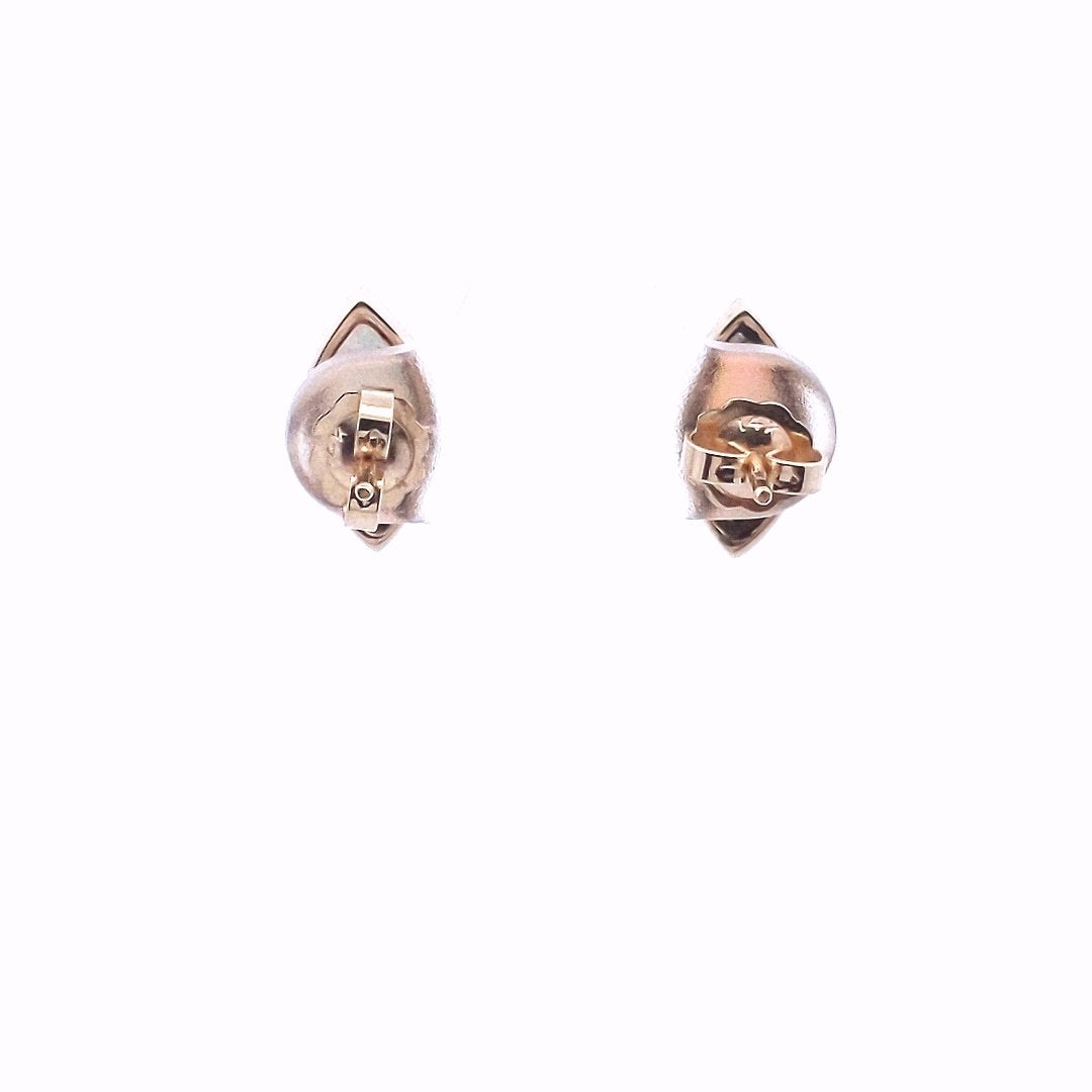 Estate $200 14K Yellow Gold Marquise Shape Opal Stud Earrings