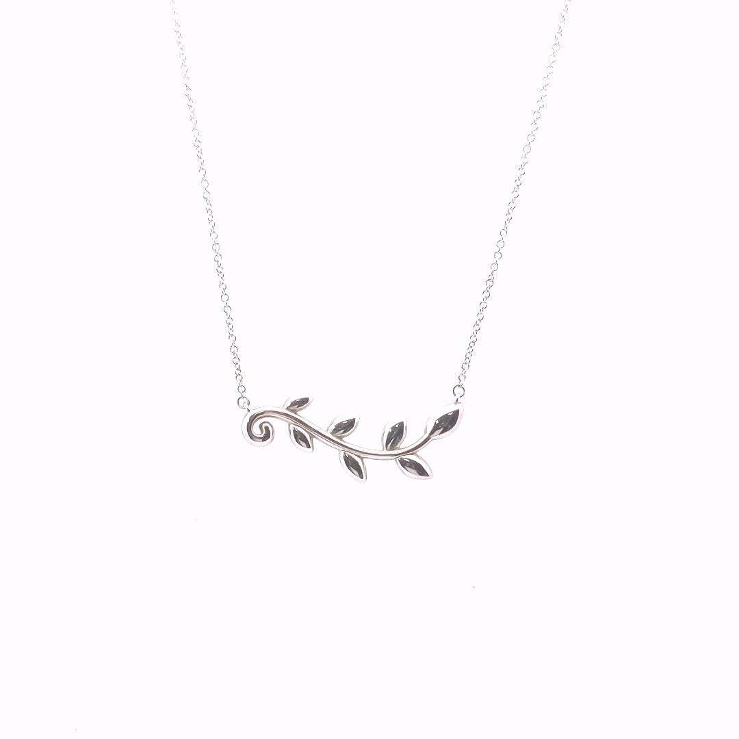 Designer $350 Sterling Silver Tiffany & Co. Paloma Picasso Olive Leaf Necklace