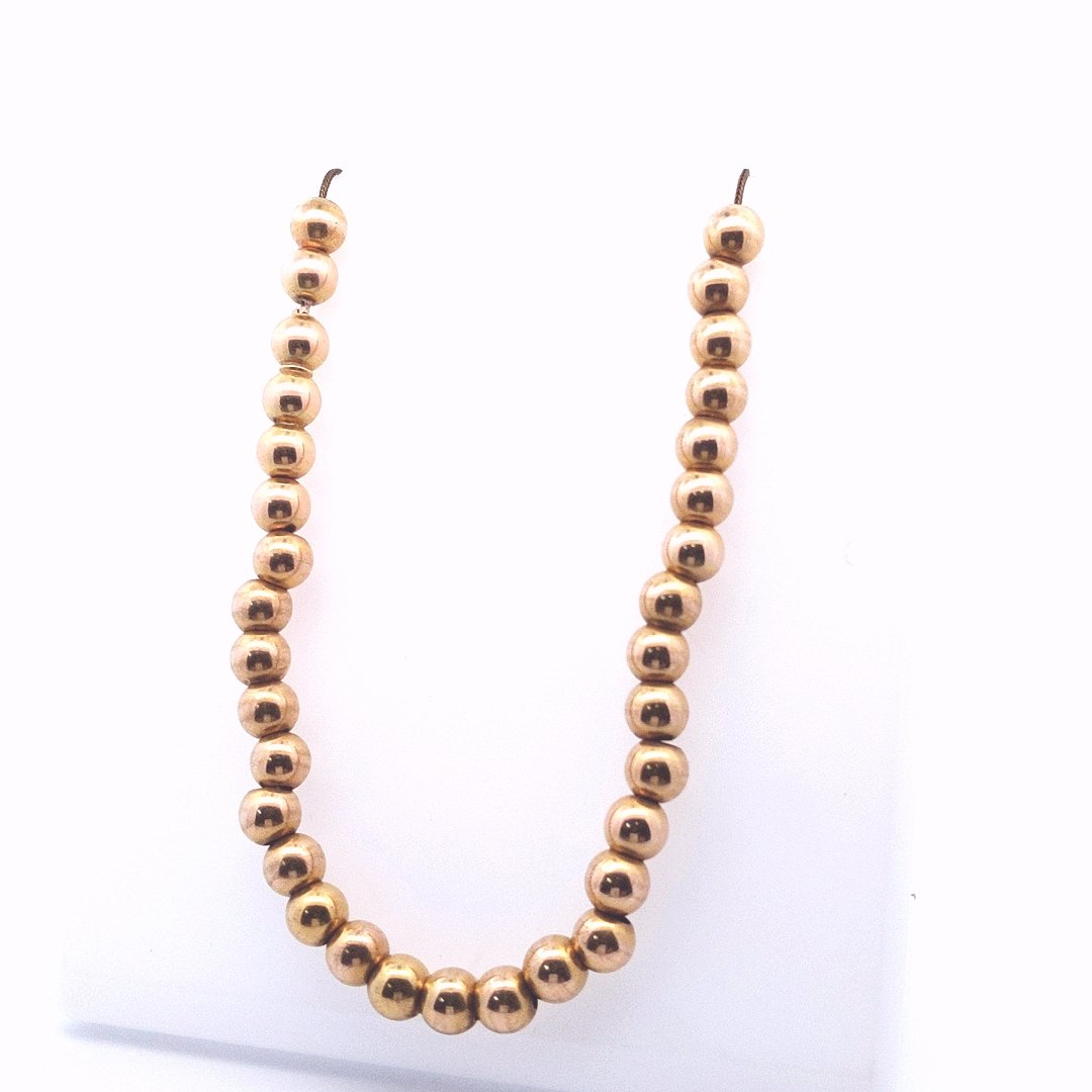 Antique $1800 10K Yellow Gold Ball Bead Necklace