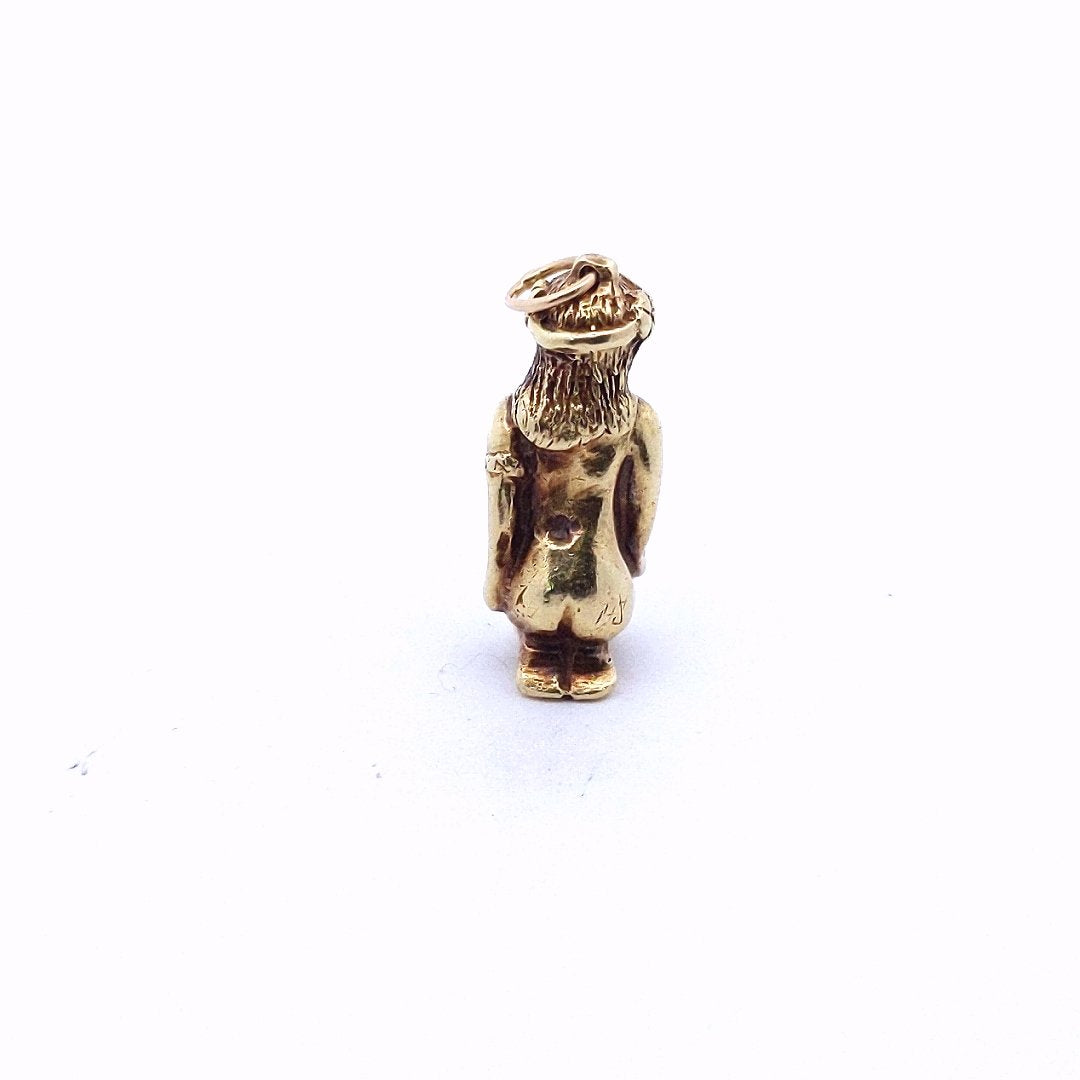 Vintage 14K Yellow Gold Handmade New Guinea Ruby Diamond Lady Skull Pendant