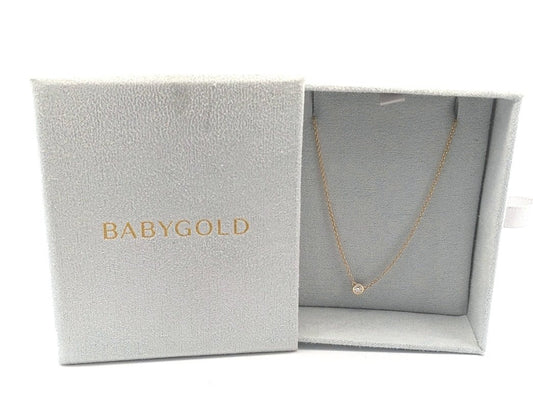 14K Yellow Gold Diamond Bezel Set Baby Gold Solitaire Necklace
