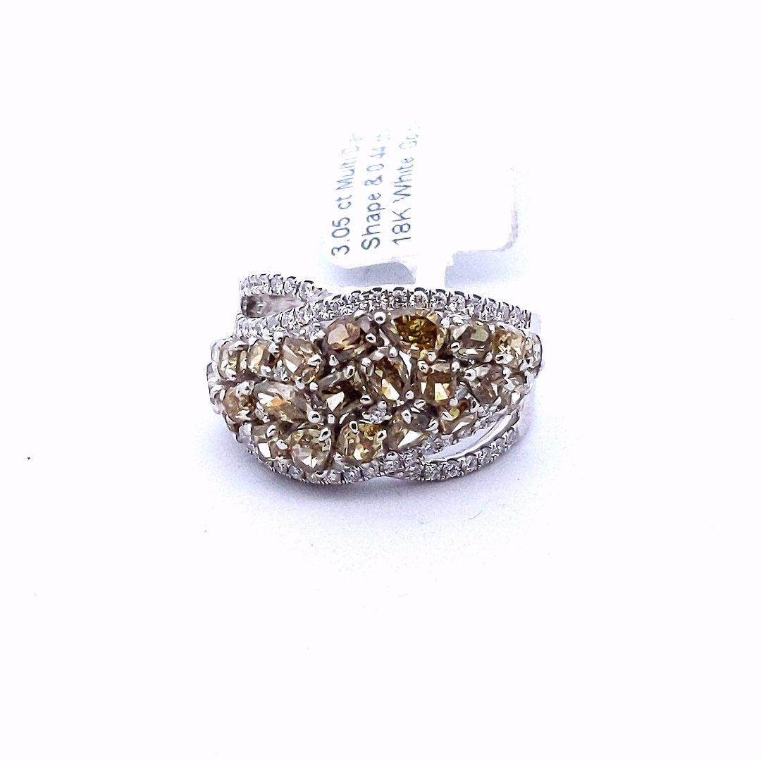 Designer $3800 18K White Gold MODANI Diamond Crossover Ring