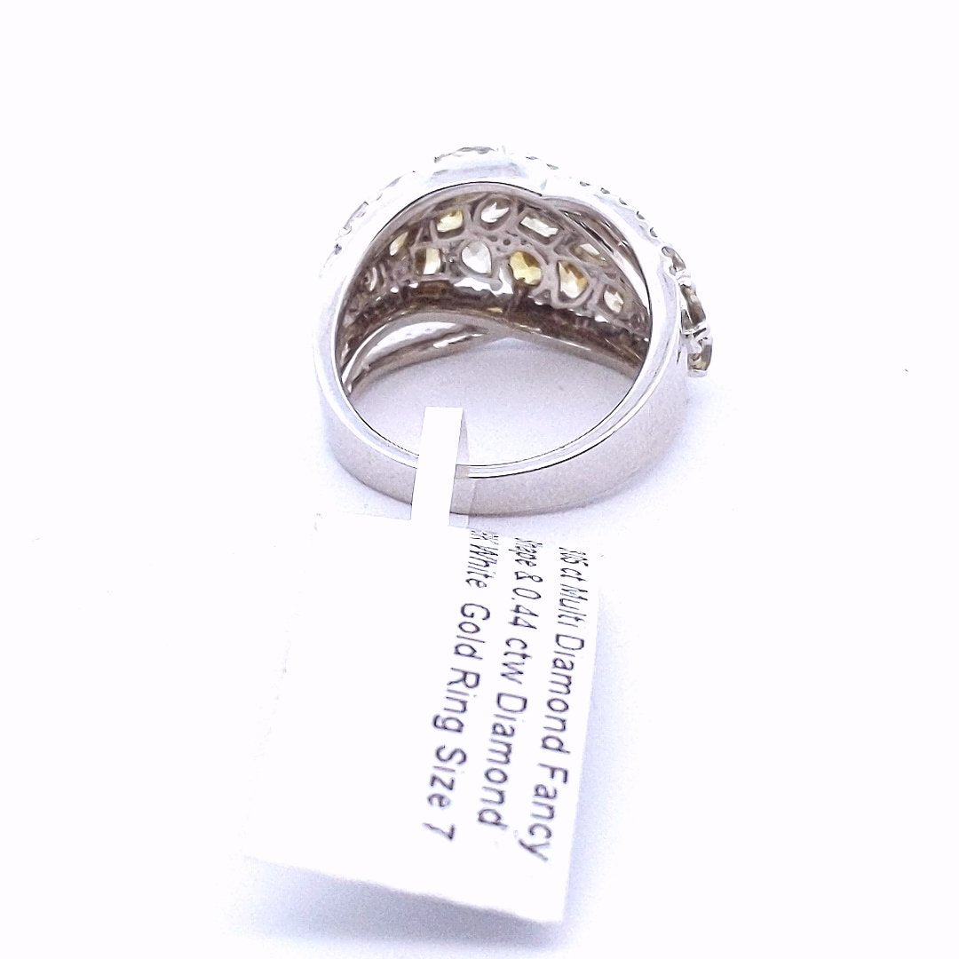 Designer $3800 18K White Gold MODANI Diamond Crossover Ring