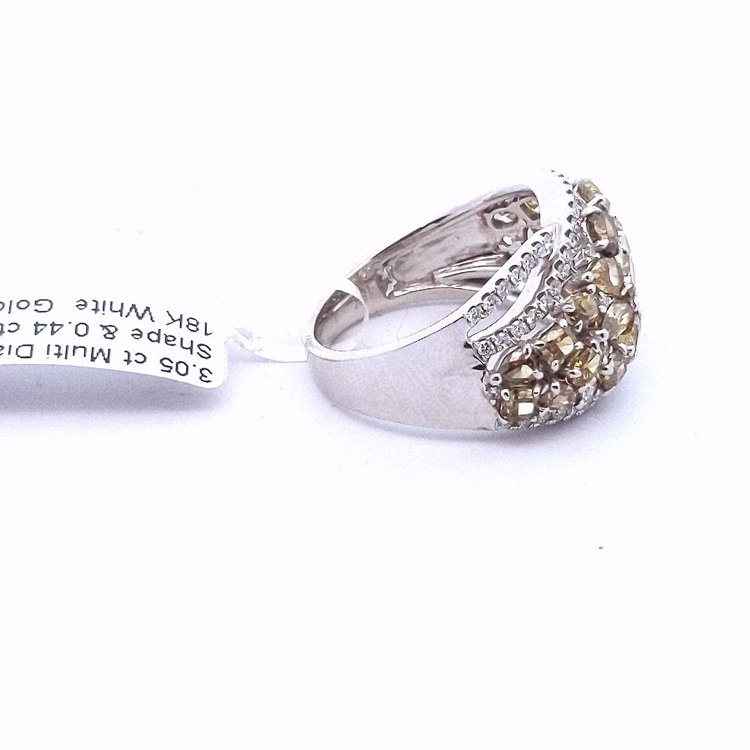 Designer $3800 18K White Gold MODANI Diamond Crossover Ring