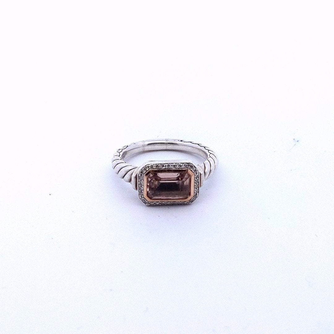Designer $300 Sterling Silver David Yurman Morganite Diamond Albion Ring