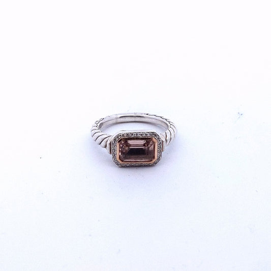 Designer $300 Sterling Silver David Yurman Morganite Diamond Albion Ring
