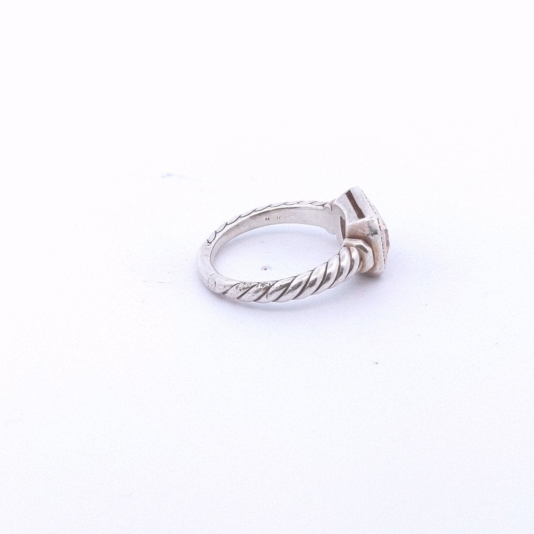 Designer $300 Sterling Silver David Yurman Morganite Diamond Albion Ring