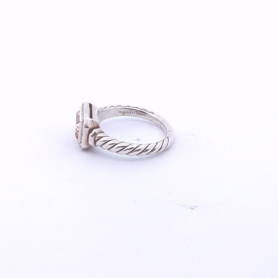 Designer $300 Sterling Silver David Yurman Morganite Diamond Albion Ring