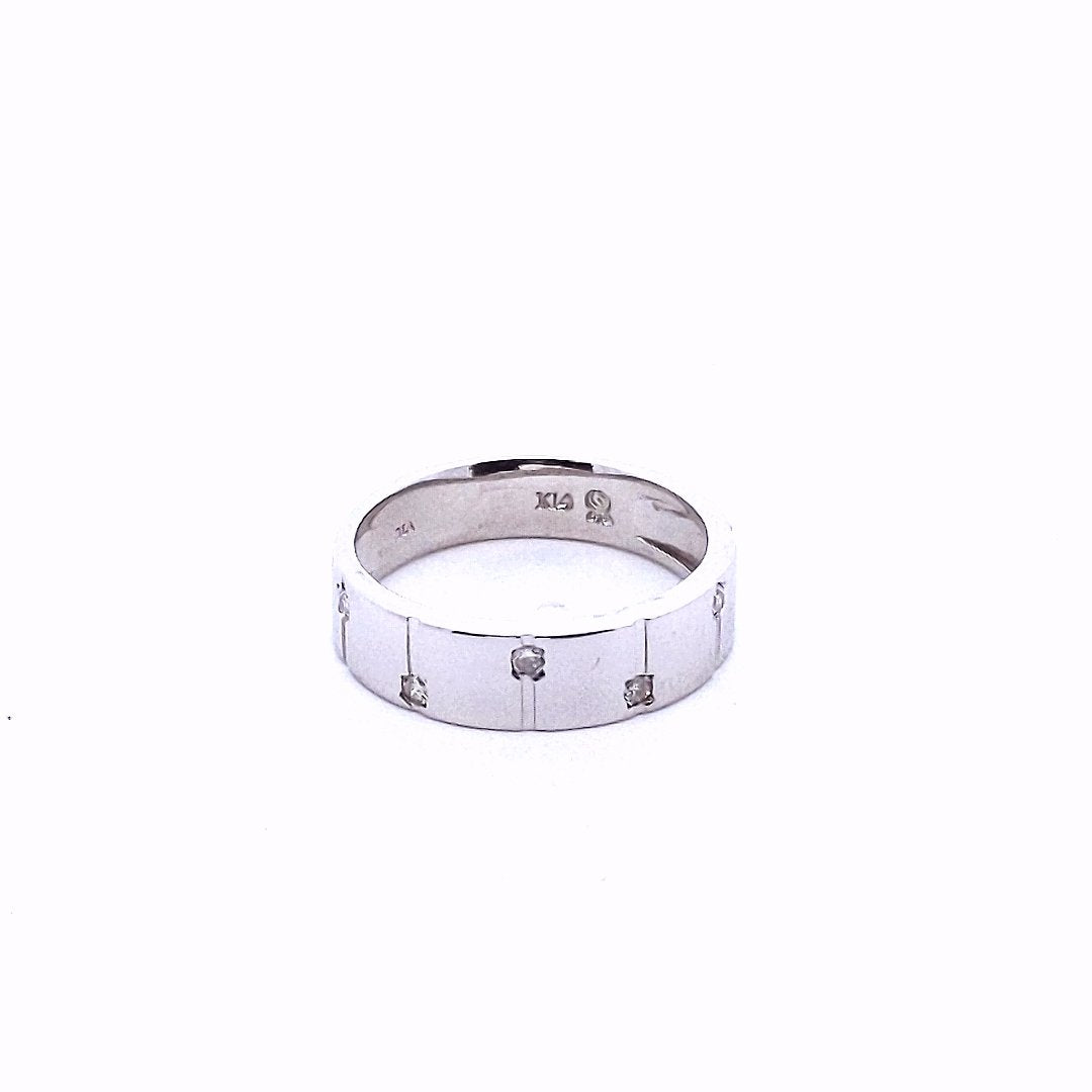 Estate $450 14K White Gold 5mm Diamond Band Ring