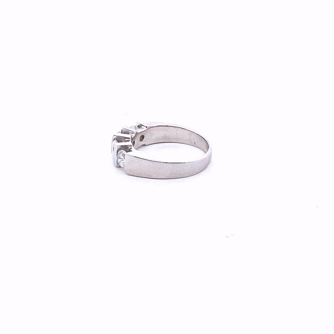 Estate $1400 14K White Gold Natural Diamond 4 Stone Chanel Set Band